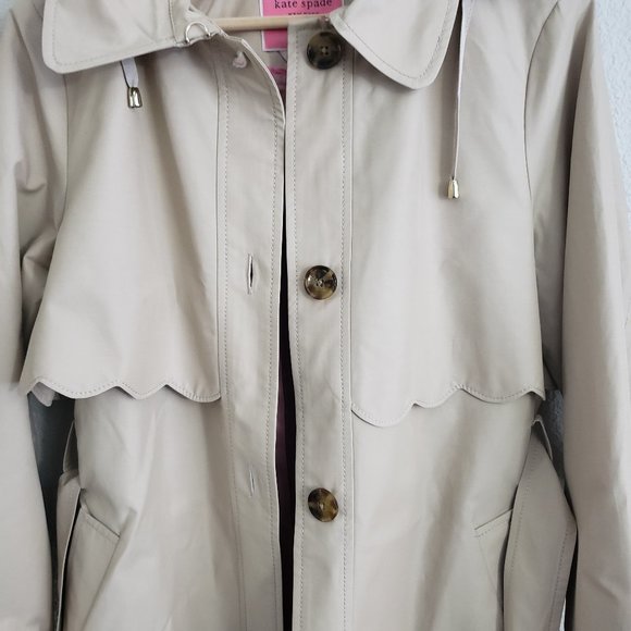 Kate Spade Scalloped Edge Belted Trench Coat - Picture 7 of 15